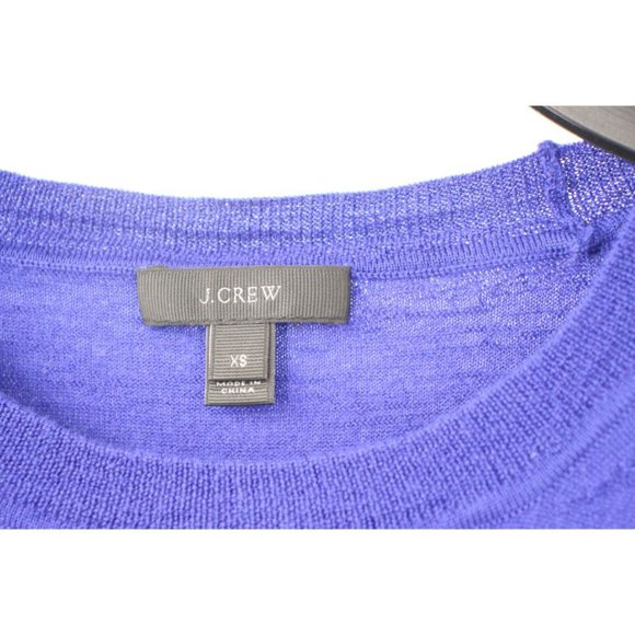 J.Crew sweater Women XS Merino Wool Crew Neck Long Sleeve Blue Side Slit Tie - Picture 3 of 9